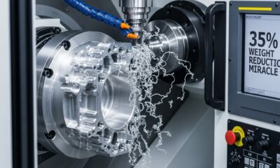 A precision-machined aluminium CNC turning part for a drone, showcasing complex internal lightweight structures and a smooth surface finish.